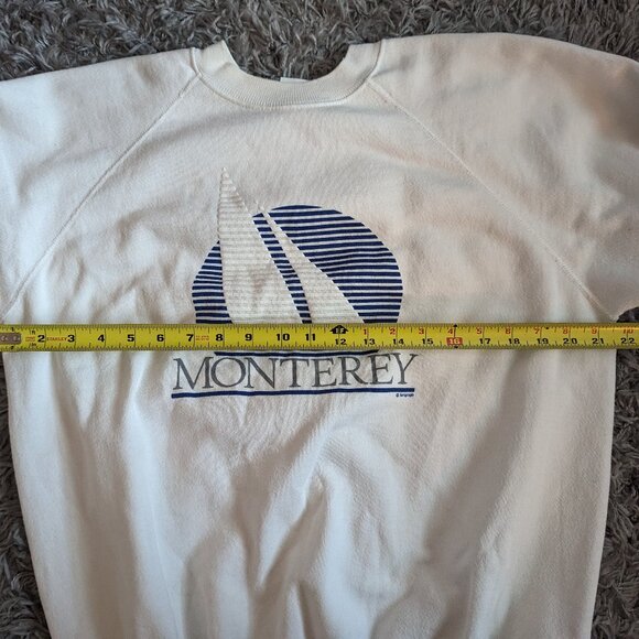 Vintage Hanes 90s Nautical Serigraph Monterey Sailboat Pullover Sweatshirt - Picture 7 of 8